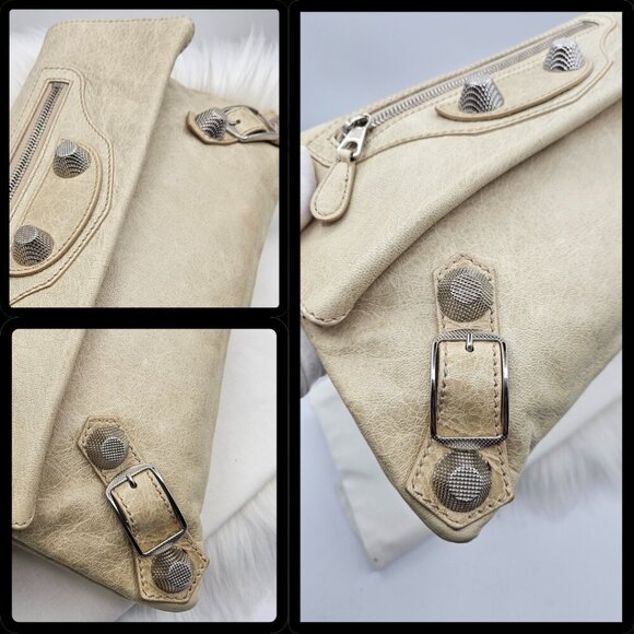 Balenciaga  Neutral Beige Leather Clutch - Picture 16 of 17